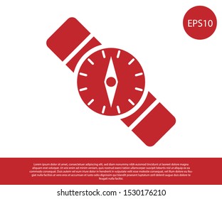 Red Compass icon isolated on white background. Windrose navigation symbol. Wind rose sign.  Vector Illustration
