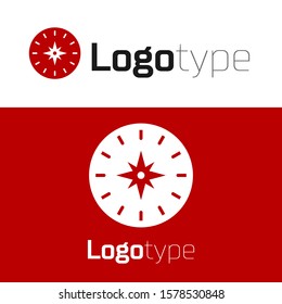 Red Compass icon isolated on white background. Windrose navigation symbol. Wind rose sign. Logo design template element. Vector Illustration