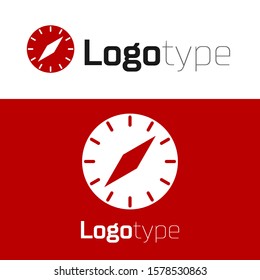 Red Compass icon isolated on white background. Windrose navigation symbol. Wind rose sign. Logo design template element. Vector Illustration