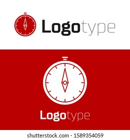 Red Compass icon isolated on white background. Windrose navigation symbol. Wind rose sign. Logo design template element. Vector Illustration
