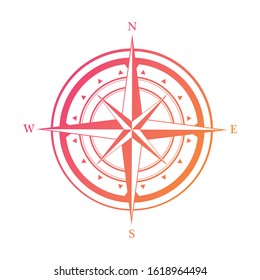Red compass icon isolated on a white background. Travel symbol