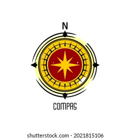 Red Compass Icon Vector And Asterisk