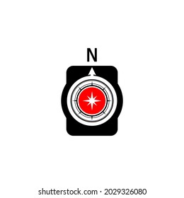 Red Compass Icon Vector On White Background