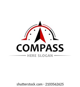 Design-Vorlage des Red Compass Logos. Abenteuer- oder Reisezeichen Symbol. Vektorgrafik auf weißem Hintergrund.