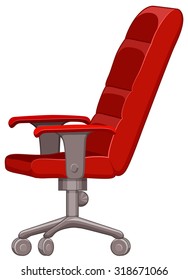 Red computer chair with wheels illustration