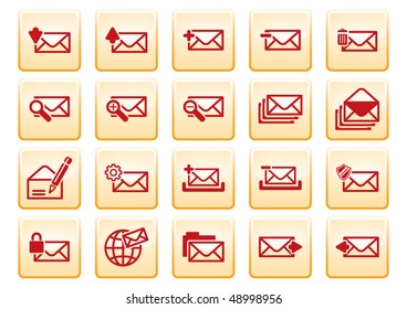 red computer icons on yellow background