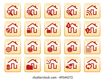 red computer icons on yellow background