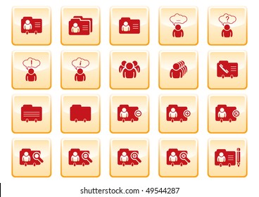 red computer icons on yellow background