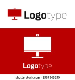 Red Computer monitor icon isolated on white background. PC component sign. Logo design template element. Vector Illustration