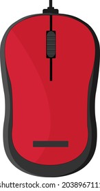 Red computer mouse, illustration, vector on white background.