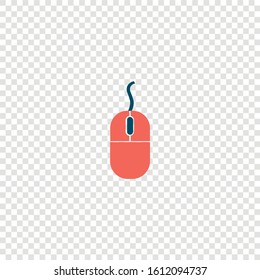 Red computer mouse on a transparent layer.