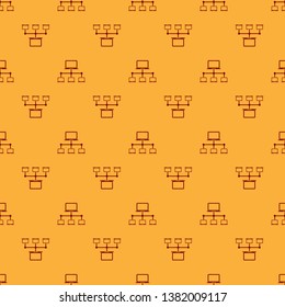 Red Computer network icon isolated seamless pattern on brown background. Laptop network. Internet connection. Flat design. Vector Illustration