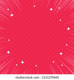 Red concentrated lines and glitter background frame