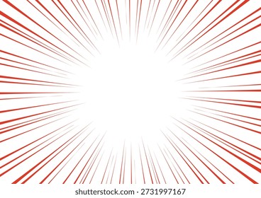 Red concentrated lines, passionate impact and emphasis, manga-style background vector
