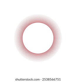 Círculo concêntrico vermelho definido. Sonar radial ou coleção de anéis de ondas sonoras. Meio-tom, pontilhado e pontilhado epicentro linha, alvo, símbolos de ícone de radar. Elementos de vibração de sinal de ondulação. 