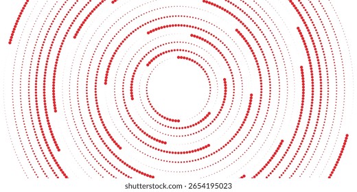 Padrão de ponto circular concêntrico vermelho em um ilustrador vetor de fundo branco minimalista eps10