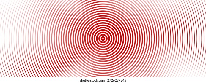 Red concentric circular line pattern forming abstract optical background