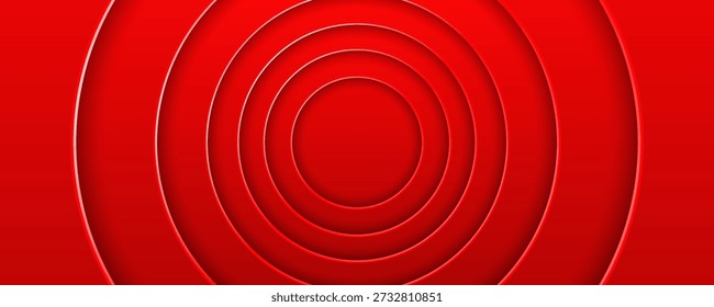 Fondo de capas de papel circular concéntrico rojo