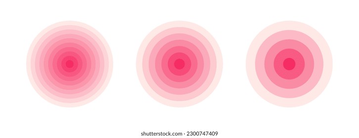 Rote konzentrische Ringe. Design für Pickenter. Einfache flache Vektorgrafik-Set.