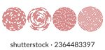 Red concentric ripple circles set. Sonar or sound linear wave rings collection. Epicentre, target, radar icon concept. Radial signal or vibration elements. Halftone line vector illustration