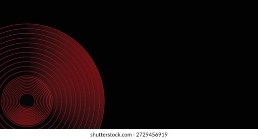 Red Concentric Speaker Design With Large Central Disk On Black Background,gradient,vectore,design,ilusttration,art