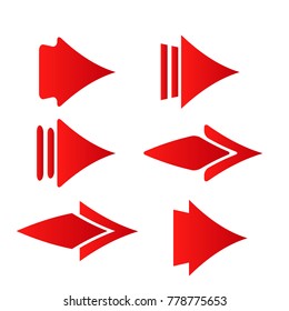 red concept arrow icon logo next sign illustration set isolated background