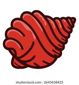 concha vermelha conch shell animal selvagem mar vida marinha cor plana vetor ilustração modelo design
