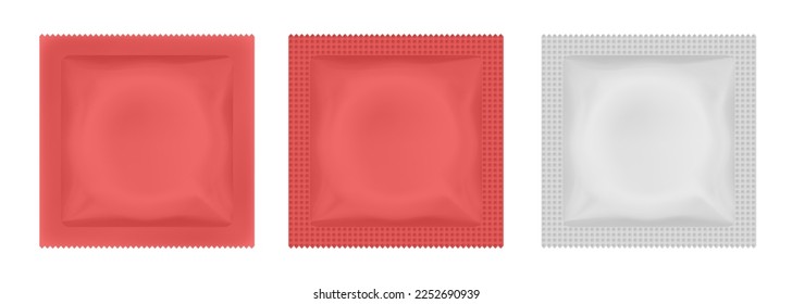 Mofa de empaque de condón rojo. Método anticonceptivo, amor seguro. Bolsa de aceite