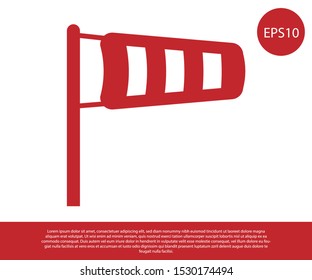 Red Cone meteorology windsock wind vane icon isolated on white background. Windsock indicate the direction and strength of the wind.  Vector Illustration