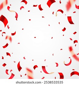 Red confetti abstract pattern border frame, Bright festive tinsel of red color. Valentine’s Day, Birthday, Holiday, New Year, Carnival festivity, confetti,