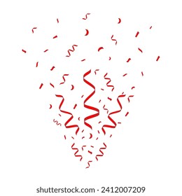 Red Confetti Background. Falling Confetti for Party, Birthday, Celebration or Anniversary. Vector Illustration on White Background. 