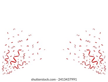 Red Confetti Background. Falling Confetti for Party, Birthday, Celebration or Anniversary. Vector Illustration on White Background. 