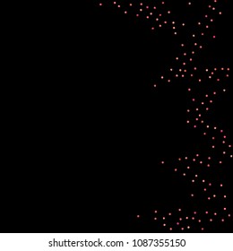 Red confetti background. Falling rose glitter. Graphic design for invitation, wedding, birthday, christmas card. Valentines day backdrop. Abstract particles explosion. Vector festive concept. 