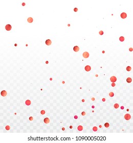 Red confetti background. Falling rose glitter. Graphic design for invitation, wedding, birthday, christmas card. Happy surprise backdrop. Abstract particles banner. Vector festive concept. 