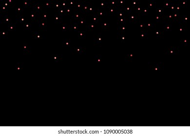 Red confetti background. Falling rose glitter. Graphic design for invitation, wedding, birthday, christmas card. Happy surprise backdrop. Abstract particles explosion. Vector festive template. 