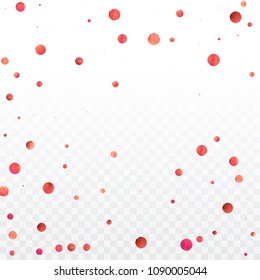Red confetti background. Falling rose glitter. Graphic design for invitation, wedding, birthday, christmas card. Valentines day backdrop. Abstract particles explosion. Vector festive concept. 