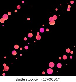 Red confetti background. Falling rose glitter. Graphic design for invitation, wedding, birthday, christmas card. Happy surprise backdrop. Abstract particles explosion. Vector festive template. 