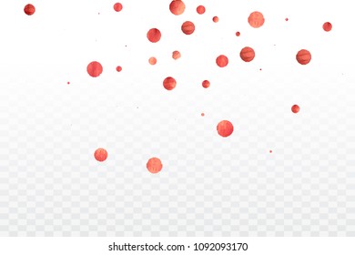 Red confetti background. Falling rose glitter. Graphic design for invitation, wedding, birthday, christmas card. Happy surprise backdrop. Abstract particles explosion. Vector festive template. 