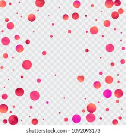 Red confetti background. Falling rose glitter. Graphic design for invitation, wedding, birthday, christmas card. Happy surprise backdrop. Abstract particles explosion. Vector festive template. 