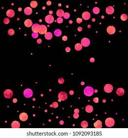 Red confetti background. Falling rose glitter. Graphic design for invitation, wedding, birthday, christmas card. Happy surprise backdrop. Abstract particles banner. Vector festive concept. 