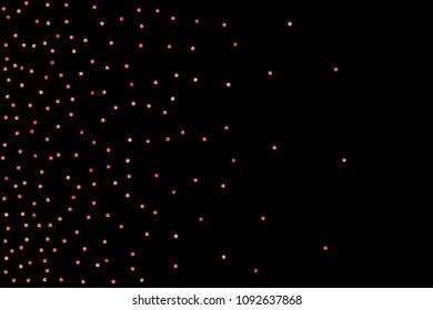 Red confetti background. Falling rose glitter. Graphic design for invitation, wedding, birthday, christmas card. Valentines day backdrop. Abstract particles banner. Vector festive concept. 