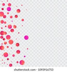 Red confetti background. Falling rose glitter. Graphic design for invitation, wedding, birthday, christmas card. Happy surprise backdrop. Abstract particles banner. Vector festive template. 