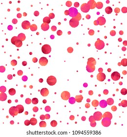 Red confetti background. Falling rose glitter. Graphic design for invitation, wedding, birthday, christmas card. Happy surprise backdrop. Abstract particles explosion. Vector festive template. 