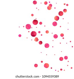 Red confetti background. Falling rose glitter. Graphic design for invitation, wedding, birthday, christmas card. Happy surprise backdrop. Abstract particles explosion. Vector festive template. 