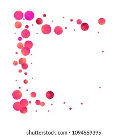 Red confetti background. Falling rose glitter. Graphic design for invitation, wedding, birthday, christmas card. Happy surprise backdrop. Abstract particles explosion. Vector festive template. 