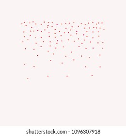 Red confetti background. Falling rose glitter. Graphic design for invitation, wedding, birthday, christmas card. Valentines day backdrop. Abstract particles explosion. Vector festive concept. 
