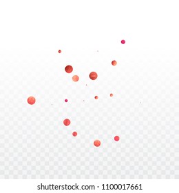 Red confetti background. Falling rose glitter. Graphic design for invitation, wedding, birthday, christmas card. Happy surprise backdrop. Abstract particles banner. Vector festive concept. 