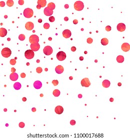 Red confetti background. Falling rose glitter. Graphic design for invitation, wedding, birthday, christmas card. Happy surprise backdrop. Abstract particles explosion. Vector festive concept. 