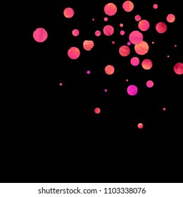 Red confetti background. Falling rose glitter. Graphic design for invitation, wedding, birthday, christmas card. Valentines day backdrop. Abstract particles banner. Vector festive template. 