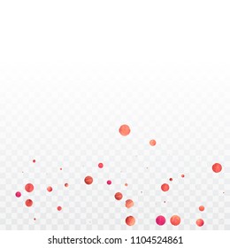 Red confetti background. Falling rose glitter. Graphic design for invitation, wedding, birthday, christmas card. Happy surprise backdrop. Abstract particles explosion. Vector festive template. 